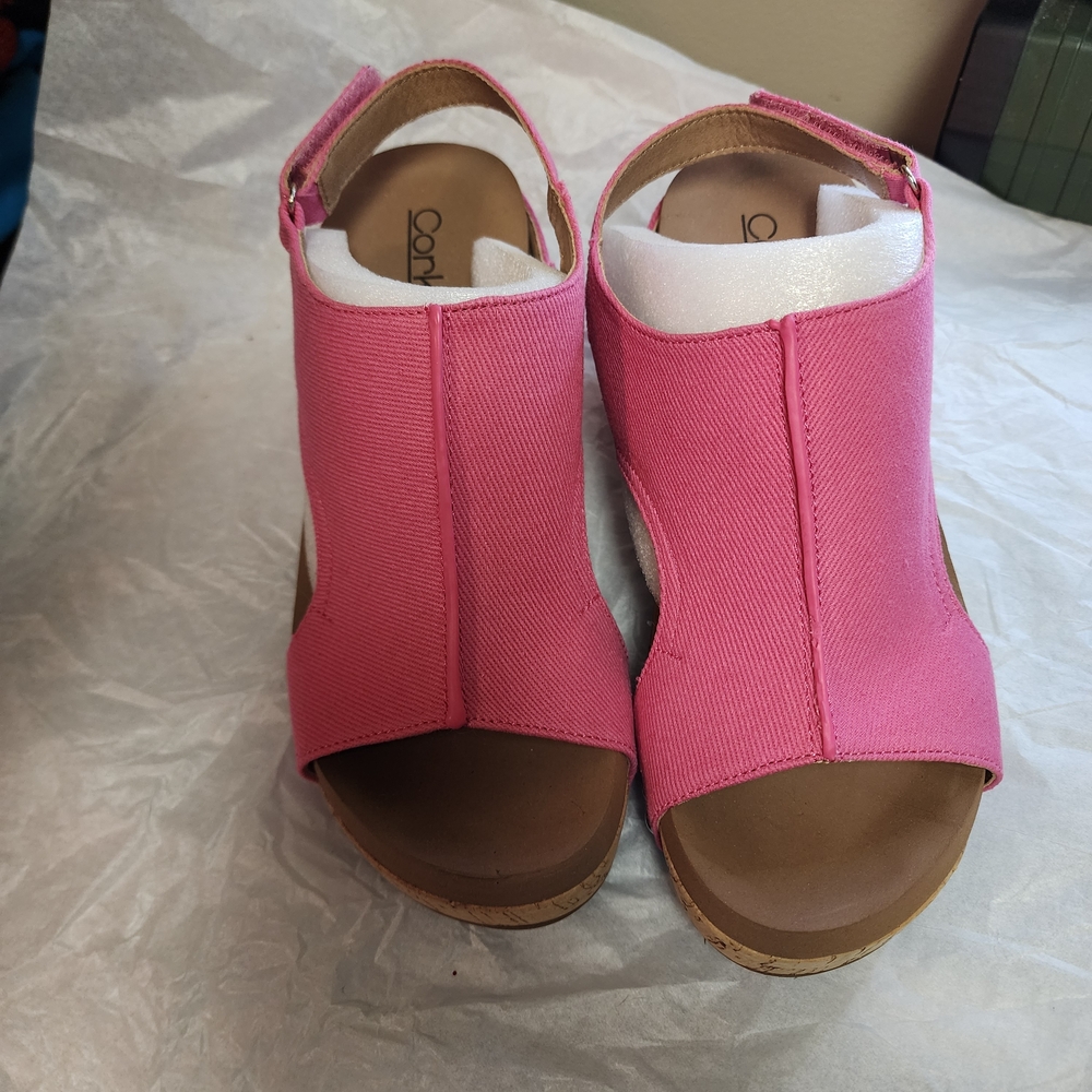 Corkys Carley Pink Open-Toe Wedges